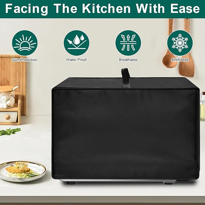 Heavy Duty Air Fryer Oven Cover for Ninja Double Stack DCT451/DCT601/DCT651/DCT401,18.72"Dx17.34"Wx13.40"H, 600D Heat-Resistant Nylon w/Aluminum Foil, Waterproof Dustproof toaster oven covers