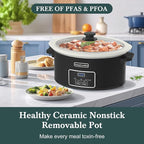 HOMECOOKIN 6-Quart Programmable Slow Cooker with Timer - Small Kitchen Appliance for Family Dinners - Serves 6+ People - Heat Settings: Keep Warm(Black)