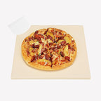 Small 10x10 Inch Cordierite Pizza Stone for RV Camper Oven & Grill, Square Baking Stone for Pizza, Bread, Pies, BBQ, Durable and Safe, with Plastic Scraper