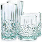 BELLAFORTE Shatterproof Tritan Plastic Drinking Glasses. 13oz & 18oz Water Glasses Set of 4 - Myrtle Beach Glasses Drinking - Unbreakable Tumblers for Parties - BPA Free, Dishwasher Safe (Teal)