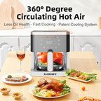 APSARAS USA Air Fryer Glass, 5.2QT Convection Oven Glass Air Fryer Non Toxic, Transparent Fry Bowl | Cook Shrimp, Steak, Fries, Wings, Chicken & More | Precise Temperature Control & Time