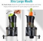 Shine Kitchen Co. SJX-1 Easy Cold Press Juicer with XL Feed Chute and Compact Body (White)