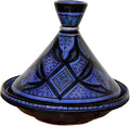 Moroccan Handmade Serving Tagine Ceramic With Vivid colors Original 8 inches Across White & Blue