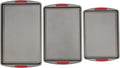 GoodCook MegaGrip Set of 3 Nonstick Steel Multipurpose Cookie Sheets with Silicone Grip Handles, Gray