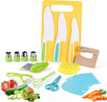 16PCS Montessori Kitchen Tools Cookware Baking Toy, Toddler Baking Set for Real Cooking includes 3 Serrated Edges Plastic Toddler Knives, Cutting Board, Y Peeler, Egg Beater, Toddler Food Picks