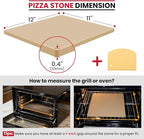 Unicook Pizza Stone for Oven and BBQ Grill, 12 x 11 Inch Rectangular Oven Grill Pizza Stone, Cordierite Baking Pan for Crispy Crusts, Thermal Shock Resistant, Including Dough Scraper
