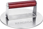 Smash Burger Press 2.5LB Heavy Duty - 8.5 Inch Stainless Steel Burger Smasher Tool with Wood Handle - Professional Grill Press & Steak Weight for Griddle, Perfect Smashburgers, Bacon, Panini