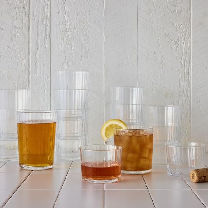 Bormioli Rocco Exclusiva Negroni Glasses, Set of 12-12 Oz. Ribbed Cocktail Tumblers Made in Italy with Star Crystal Glass & XLT Treatment - Stylish Everyday Drinkware, Dishwasher Safe