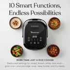 10-Cup Rice Cooker with Steamer Basket | Smart Rice Maker with Easy-to-Clean Nonstick Inner Pot | Delay Timer & Keep Warm Settings | Non-Toxic & BPA-Free | Ideal for Family Meals, Stainless Steel