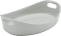 Rachael Ray Stoneware Bubble and Brown Oval Baker, 4.5-Quart, Light Sea Salt Gray