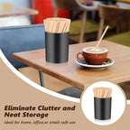 200 PCS Coffee Stirrer and Holder Set Wooden Coffee Stir Sticks 5.5 Inch Disposable Drink Stirrers Beverage Stirrer Sticks for Coffee (Wood & Black, 5.5 Inch Coffee Stirrers)