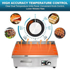 IRONWALLS Commercial Electric Griddle 22”, 3000W Electric Flat Top Griddle Grill Indoor with 122~572℉ Adjustable Temperature Control, Non-stick Stainless Steel Teppanyaki Grill for Restaurant, Hotel
