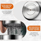 Stainless Steel Salad Spinner, 6L Multi-Use Lettuce Spinner with PP Lid, Large Vegetable Washer with Non-Slip Base, Fruit Washer，Vegetable Dryer