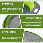 Silicone Colander Collapsible Strainers Set for Kitchen- 2 Pack (5Qt) -Over Home Draining Basket, Food Vegetables & Fruits-Dishwasher Safe, Space Saving Design (Greeen)