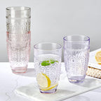 CREATIVELAND Drinking Glasses,Water Drinking Glass (Pink, 15.5)