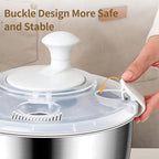 5.3 Qt Stainless Steel Salad Spinner, BOMANSI BOMS Large Salad Spinners Vegetable Spinner, Lettuce Spinner, Fruit Washer, Dishwasher Safe, 304 Stainless Steel Bowl & Basket, Beige