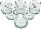 Clear Blown 8 oz DOF Rocks Glasses (set of 6) - Hand Blown Mexican Glassware Recycled Glass Drinking Glasses for Water, Juice, Margarita, Cocktails & Whiskey, Toxin Free