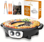 Food Party Hot Pot with Grill 2 in 1 Electric Smokeless Grill and Hotpot Pot Combo Korean BBQ Grill 110V 1700W