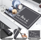 Findosom Dish Drying Mat, 16"x 24" Super Absorbent & Hide Stain Coffee Mat, Cuttable Drying Mat for Kitchen Counter, Coffee Bar Accessories, Under Dish Rack, Coffee Maker, Espresso Machine, DarkGrey