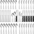 PHILIPALA Silverware Set, 48-Piece Flatware Set with Steak Knives for 8, Stainless Steel Mirror Cutlery Include Forks Spoons and Knives Set, Dishwasher Safe Utensils Set for Home Restaurant