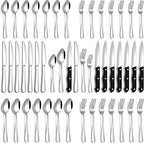 PHILIPALA Silverware Set, 48-Piece Flatware Set with Steak Knives for 8, Stainless Steel Mirror Cutlery Include Forks Spoons and Knives Set, Dishwasher Safe Utensils Set for Home Restaurant
