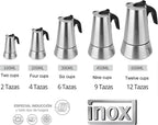 4 Cup Stovetop Espresso Maker Matte Stainless Steel Moka Pot Italian and Cuban Mocha Coffee Maker, Compatible with Gas, Electric, Ceramic, and Induction stovetops(6.6 fl oz/200 ml)