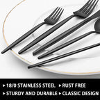 60-Piece 12 Setting Black Silverware, Food-Grade Stainless Steel Flatware Cutlery Set for Home, Office, Restaurant, Hotel