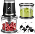 Food Processor 4 Cup: Mini Electric Food Chopper with 2 Bowls, Small Meat Grinder with 2 Speed & 4 Blades for Vegetable, Meat, Nuts, Functions for Chopping, Dicing, Mixing and Puree-Gray