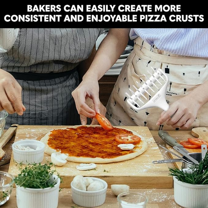 Orblue Pizza Dough Docker, Pastry Roller with Spikes Pizza Docking Tool for Home & Commercial Kitchen - Pizza Making Accessories that Prevent Dough from Blistering Light Gray