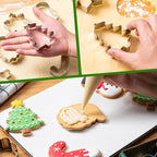 Husfunov Christmas Cookie Cutters Set 6 Pieces,Stainless Steel Metal Cutter with Christmas Tree, Gingerbread Man, Snowman, Snowflake, Candy Cane, Santa Face Shapes for Holiday