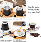 Moka Pot, Stovetop Espresso Maker Italian Coffee Maker Coffee Pot 6 cup/10 OZ Aluminium Stovetop Camping Espresso Maker Manual Cuban Coffee Percolator for Cappuccino or Latte（black）