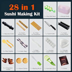 SmileTools Sushi Making Kit, 28 in 1 Sushi Roller Kit with Bamboo Mats, Sushi Bazooka, Nigiri Gunkan Sushi Mold, Musubi Maker, Rice Ball Mold & More