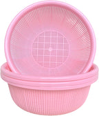 4 pcs Plastic Wash Basket Round Perforated Colander Wash Vegetables and Fruits Drain Cooked Pasta Kitchen Essentials Food Strainer Basket Strainer Kitchen pink