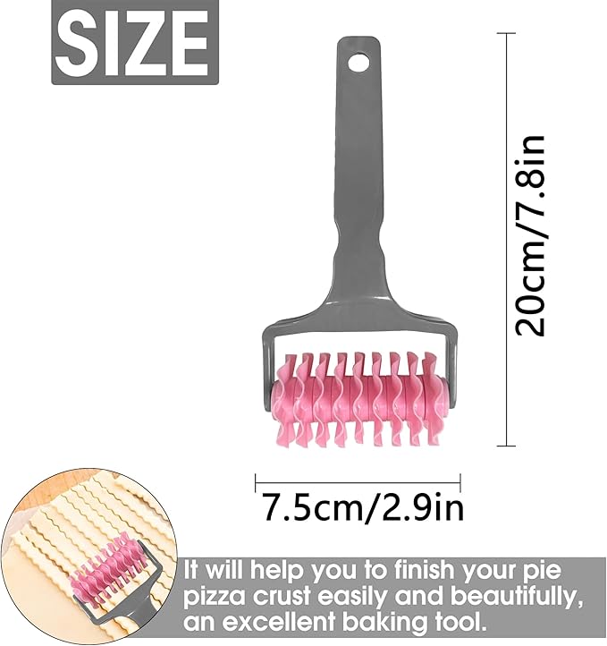 Pastry Wheel Cutter, Pasta Cutter Wheel for Fluted Pastry Ravioli Cutter Wheel with Handle, Designs Pizza Pie Crust Decorating Tools for Home and Kitchen Use