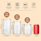 Adodeen 24oz Wide Mouth Mason Jars, 3-Pack Glass Jars With Lids, Pickle Canning Jars For Candy, Sugar, Coffee, Tea, Spice, Cookie, Dishwasher Safe