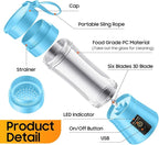 Portable Blender for Smoothies & Shakes - Cordless Personal Size Blender with 6 Blades, 380Ml Juice Cup, Lightweight & Rechargeable, Freshly Squeezed for Picnic/Sports/Office, Mother's Day