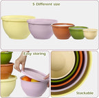 Greentainer Plastic Mixing Bowls with Lids Set for Kitchen, 5 Set Nesting Bowls for Mixing, Baking, Prepping, Cooking and Serving Food, Mixing Bowls Dishwasher, Microwave Safe