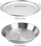 Oil Filter Tray, Stainless Steel Mesh Drain Basket Colanders Air Fryer Accessories for Fried Food Draining Rack Barbecue Grill Tray Net Draining Pan Strainer for Vegetable Dessert (10.2 Inch)