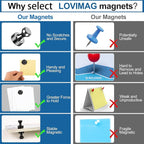 LOVIMAG Fridge Magnets 18Pcs Refrigerator Whiteboard Small Strong Magnet Classroom Kitchen Accessories Decorative Locker Set Decor Must Haves Office Calendar Refrigerador Magnetic Cute Crafts Black