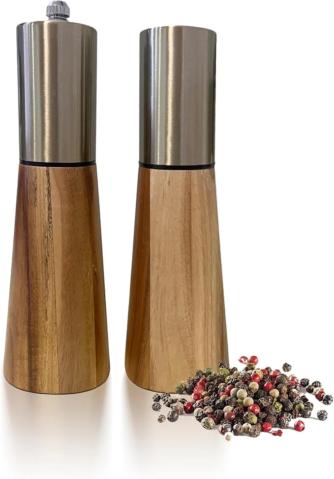 Salt and Pepper Grinder Set,Stainless Steel Manual Salt and Pepper Mill,Adjustable Thickness,Suitable For Kitchen,Barbecue,Picnic,2 Packs
