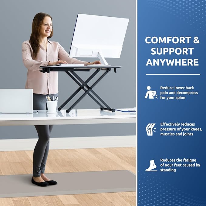 KitchenClouds Kitchen Mat Cushioned Anti Fatigue Kitchen Rug 17.3"x60" Water Resistant Non Slip Kitchen Rugs and Mats Standing Desk Mat Comfort Floor Mats for Kitchen House Sink Office (Khaki)