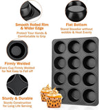 TeamFar Muffin Pan, 12 Cup Muffin Tin Cupcake Baking Pan with Stainless Steel Core & Nonstick Coating,for Making Mini Cakes Tarts, Healthy & Welded Firmly, Oven Safe & Anti-melt, Easy Release & Clean
