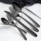 Hunnycook Silverware Set - 40PCS Stainless Steel Silverware Set for 8, Includes Forks Spoons and Knives, Utensil Sets for Home Kitchen Restaurant, Dishwasher Safe, Black