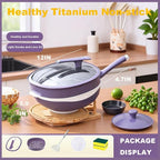 2026 Upgrade Titanium Pot 12in Titanium Alloy Non-Stick Pot with Lid with Steamer Titanium Frying Pans Nonstick Titanium Pots And Pans, Nonstick Frying Pan Cookware Sets, Deep Saute Pan (Red, 12in)