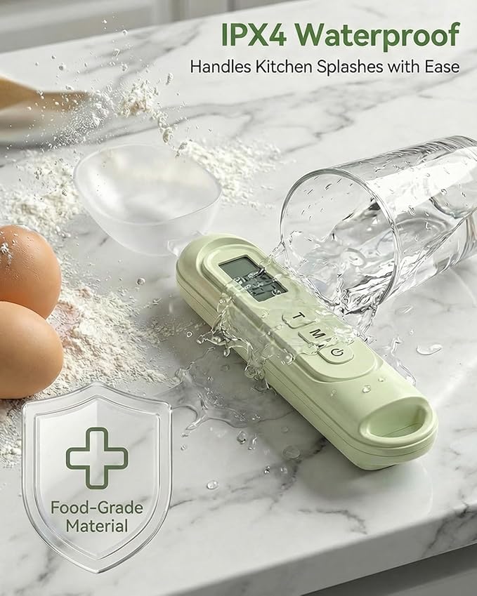 2026 Upgraded 2-In-1 Digital Measuring Spoon 【High-Precision 0.01oz/0.1g · Tested 10000+】 Baking Scale 【7-Unit】 Digital Kitchen Scale for Baking, Gram Scale for Weight Loss, Large & Small Scoop, Green