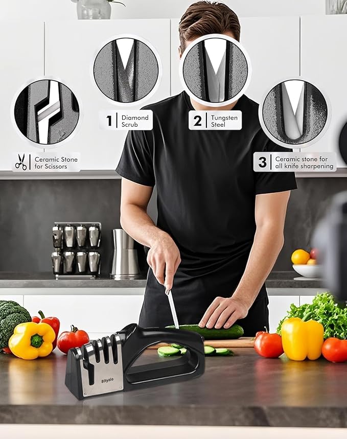4-In-1 Kitchen Knife Sharpener, Multi-Functional Knife Sharpening Kit, Stylish Kitchen Accessories Suitable For Kitchen Knives, Chef Knives, Precision Knives And Scissors