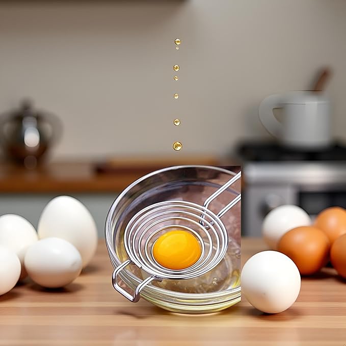 Silver Egg Separator, Yolk White Separator Tool, Food Grade Stainless Steel Egg Divider Egg Sieve Egg Extractor, Kitchen Gadget Cooking Baking Tool, Dishwasher Safe Specialty Tools and Gadgets