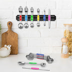 Wildone 14 Piece Stainless Steel measuring spoons Set, Including 8 Double Sided Magnetic, 1 Leveler and 5 Mini, for Dry and Liquid Ingredients, Fits in Spice Jar