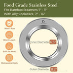 HAPPi STUDIO Stainless Steel Bamboo Steamer Ring - Fits 8 10 11 12 Inch Bamboo Dumpling Basket - Dim Sum Steamer Ring Adapter for Wok, Pot, Rice Cooker