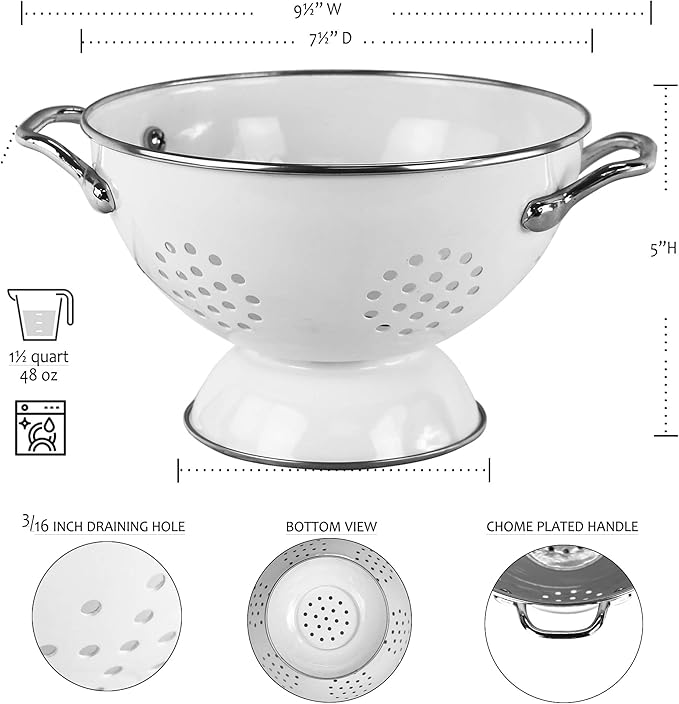 Calypso Basics by Reston Lloyd Powder Coated Enameled Colander, 1.5 Quart, Red